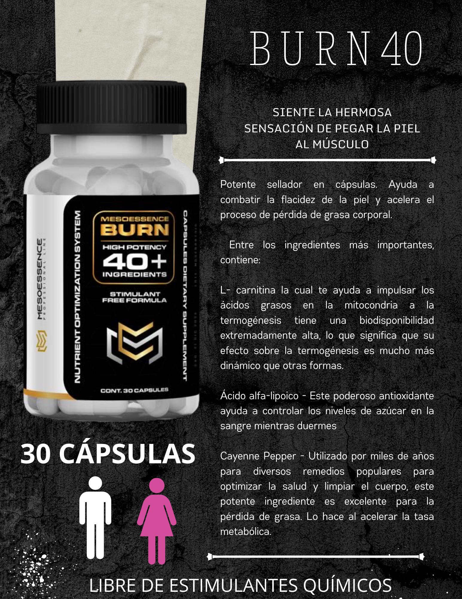 BURN 40 Mesoessence L-Carnitina 30 Caps Quema Grasa Intensa
