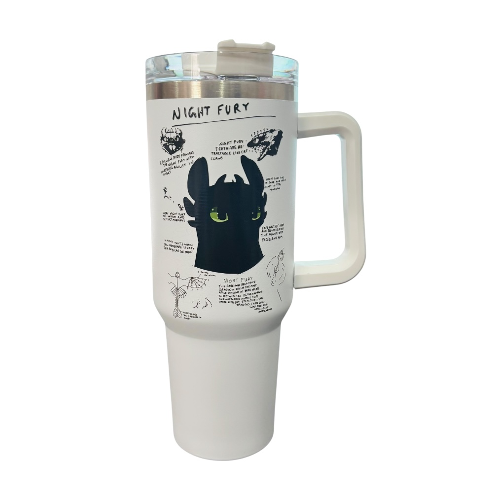 Termo de acero inoxidable, Chimuelo, Como entrenar a mi dragón color blanco  30 OZ