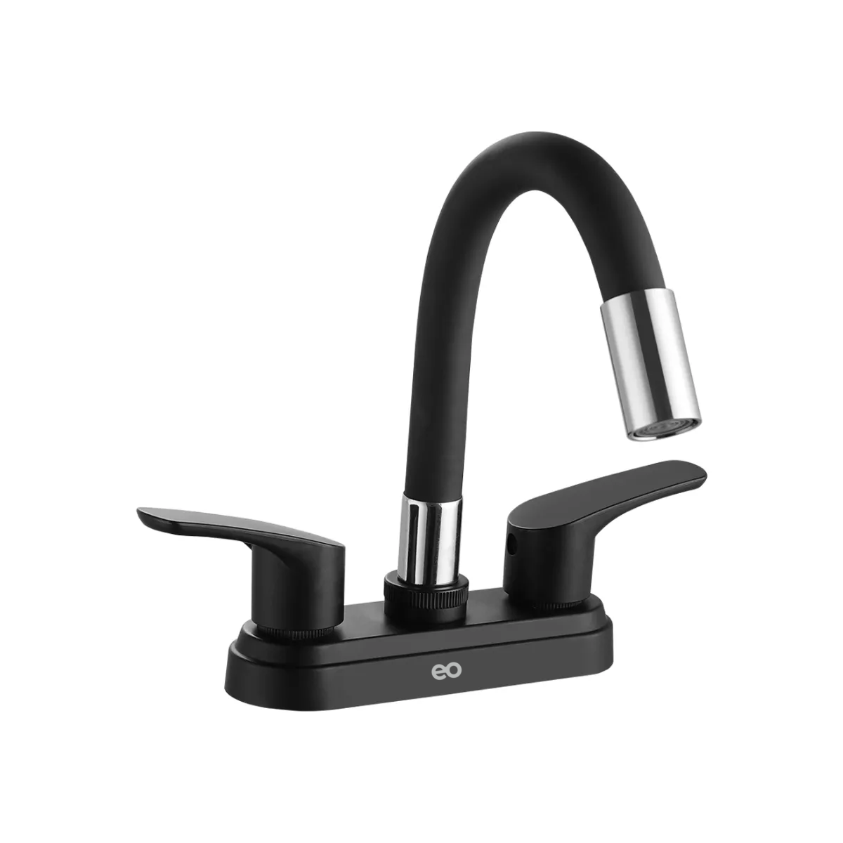 Llave Mezcladora Negra Para Lavabo Cuello Flexible  Mate Color Negro