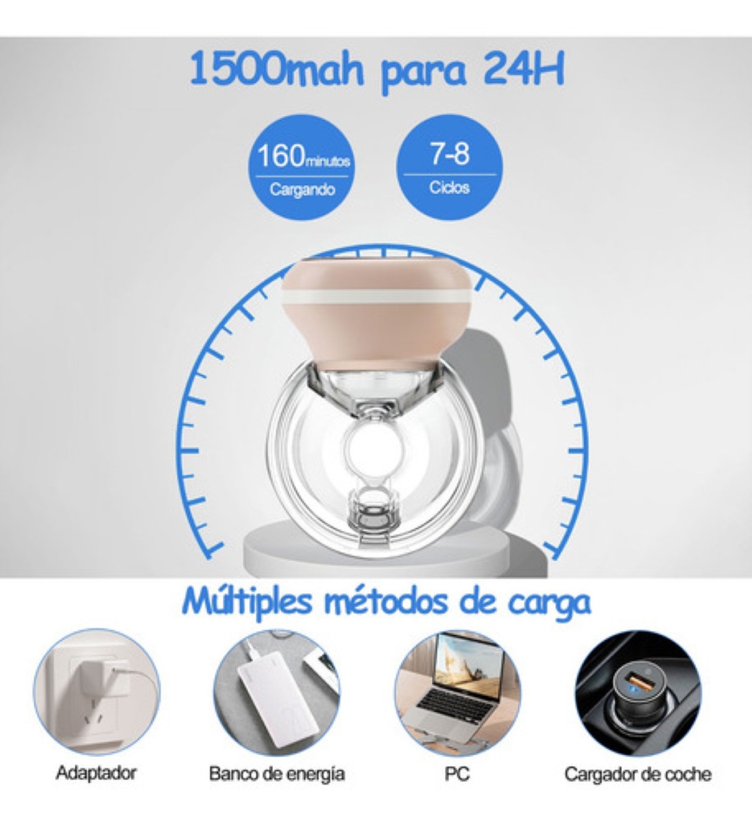 Extractor De Leche Eléctrico Saca Leche Tira Manos Libres rosa