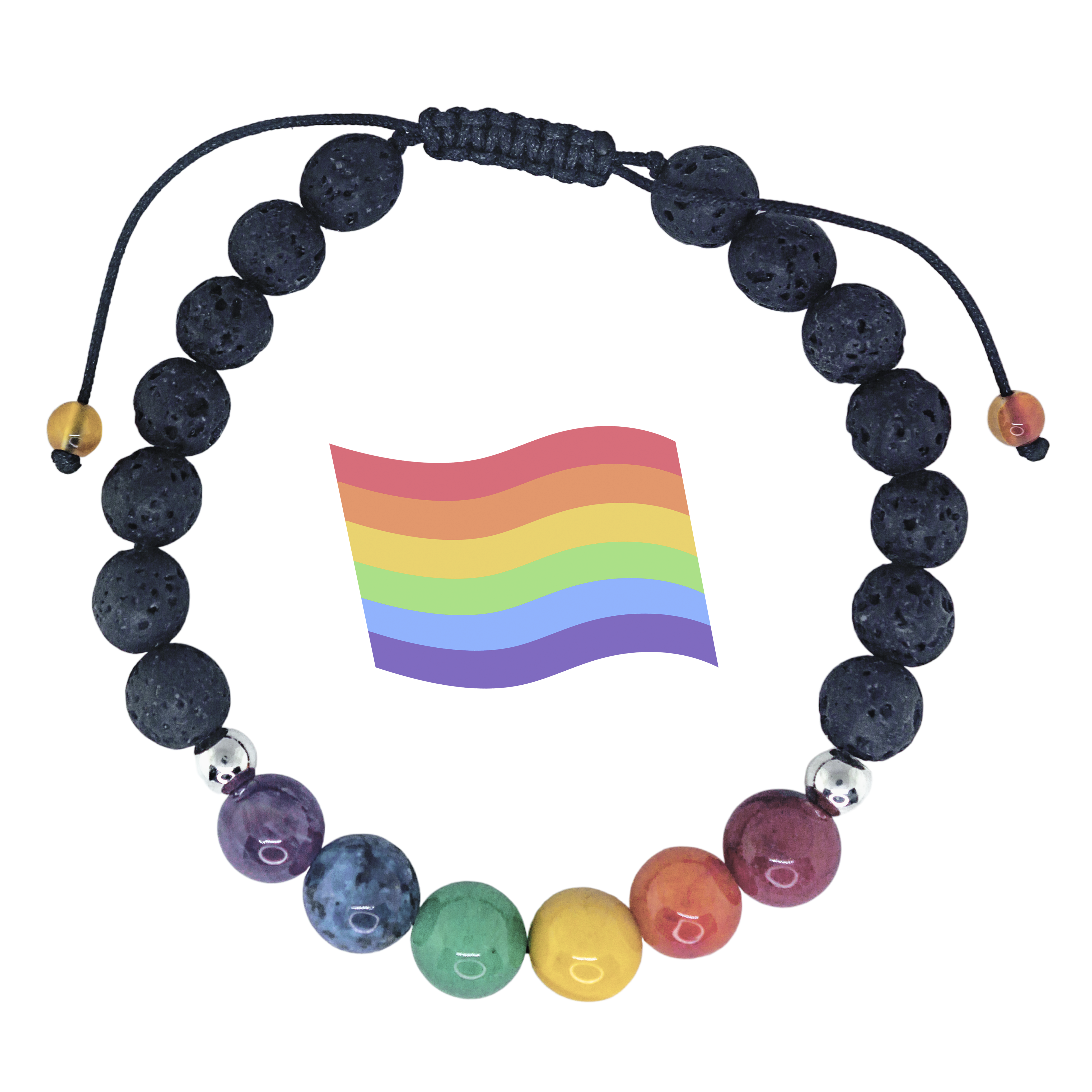 Pulsera Pride LGBT Cuarzos Naturales y Plata genuina.