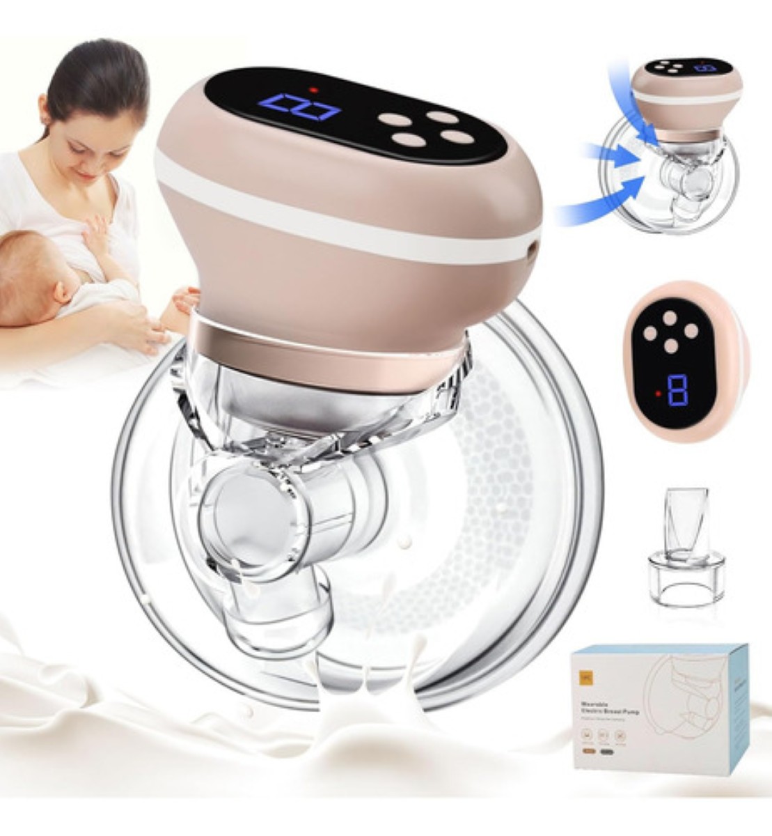Extractor De Leche Eléctrico Saca Leche Tira Manos Libres rosa