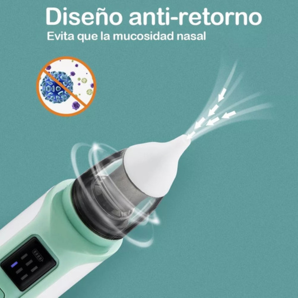 Aspirador Nasal Sacamocos Electrico Limpiador Con 6 Niveles verde blanco 