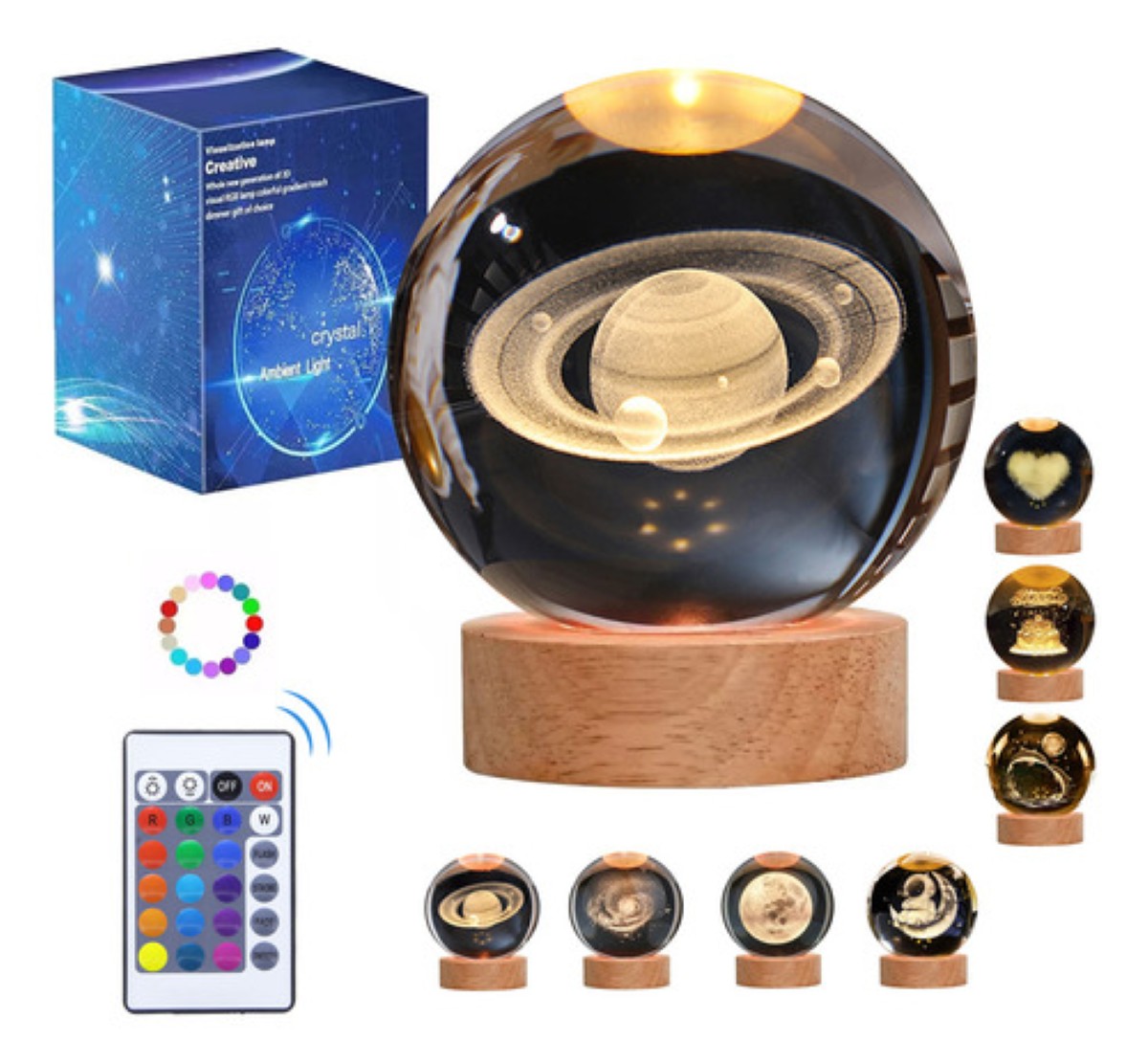 Luz De Noche De Bola De Cristal De 3d Brillante 16 Colores 