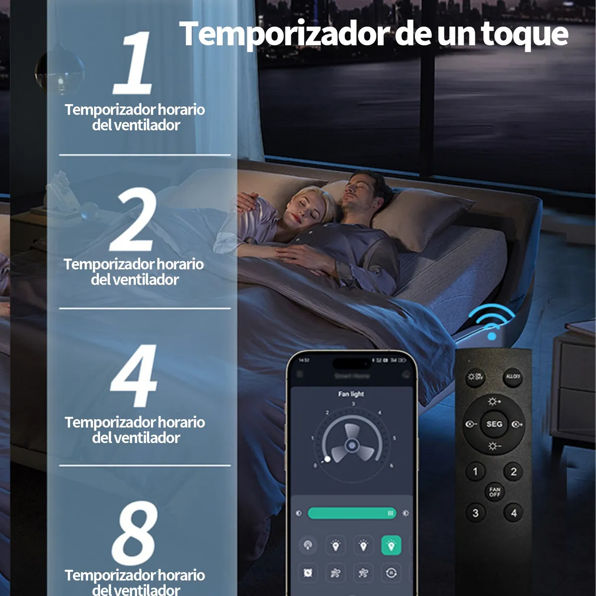 Ventilador Lámpara De Techo 5 Aspas Control Remoto Y App
