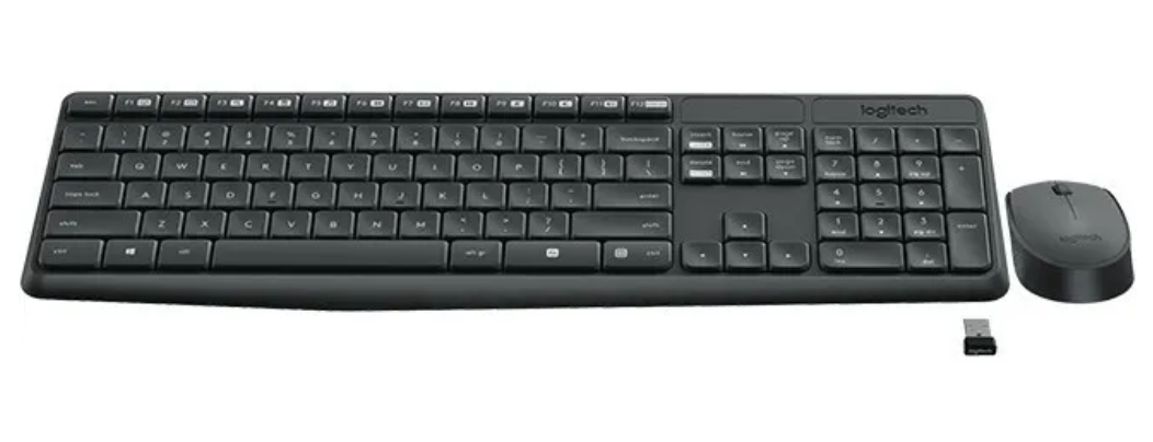 Kit de Teclado y Mouse Logitech MK235, Inalámbrico, USB, Negro (Español). 