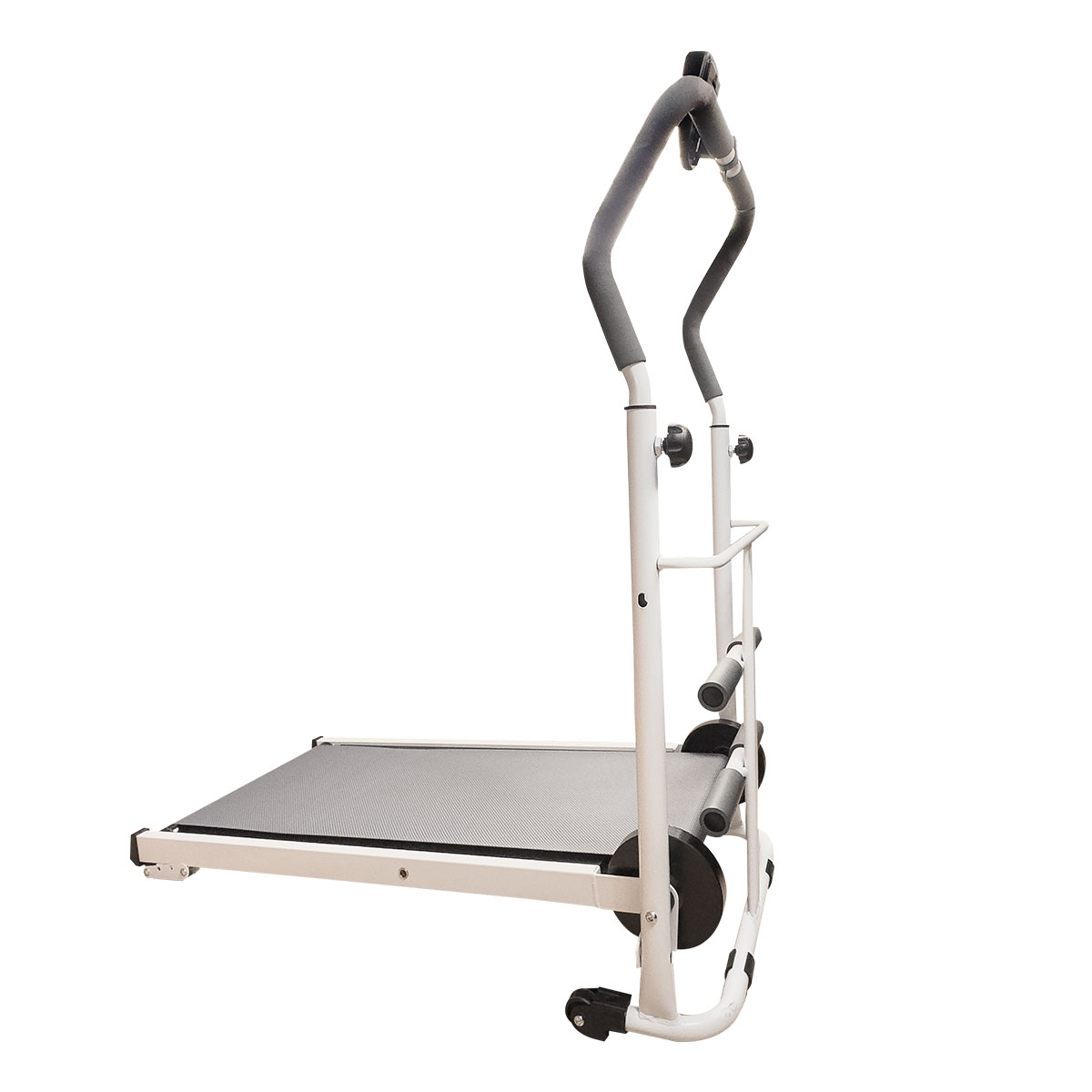 Caminadora Fitness 3 en 1 Plegable Quick Fit Pro Manual Blanca Gris con Bocina, Barras y Disco twister 