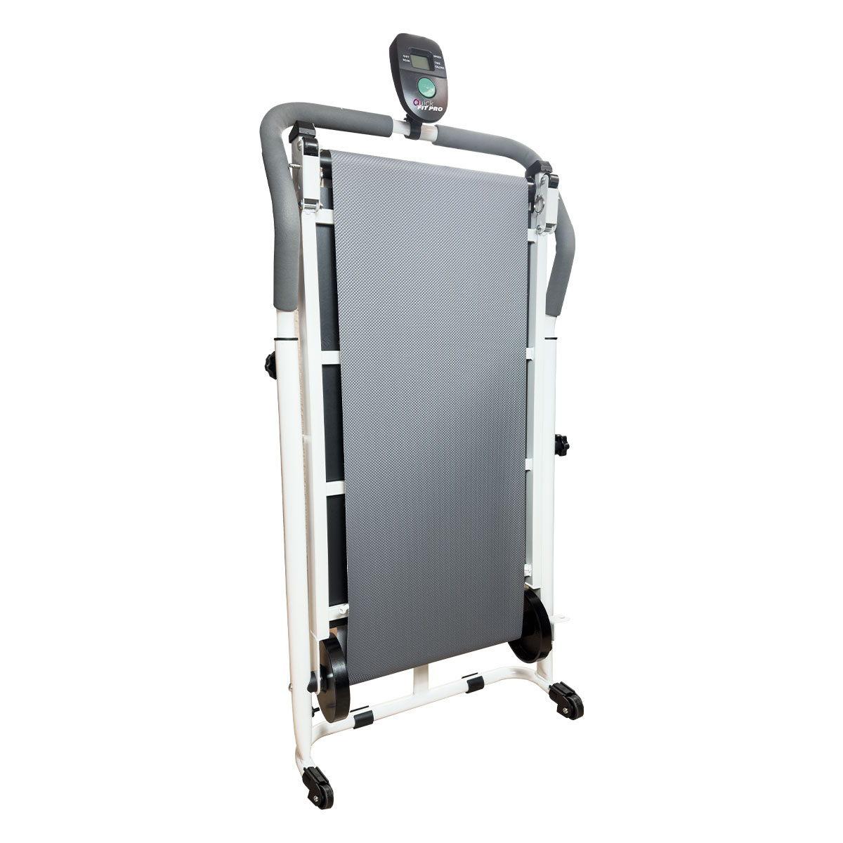 Caminadora Fitness 3 en 1 Plegable Quick Fit Pro Manual Blanca Gris con Bocina, Barras y Disco twister 