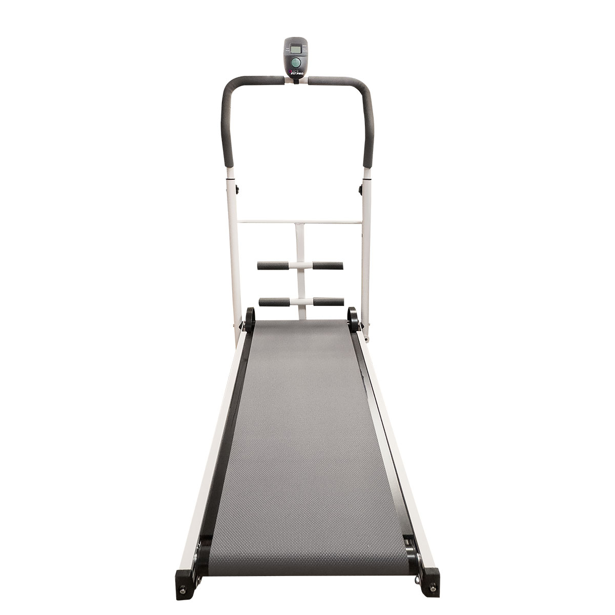 Caminadora Fitness 3 en 1 Plegable Quick Fit Pro Manual Blanca Gris con Bocina, Barras y Disco twister 