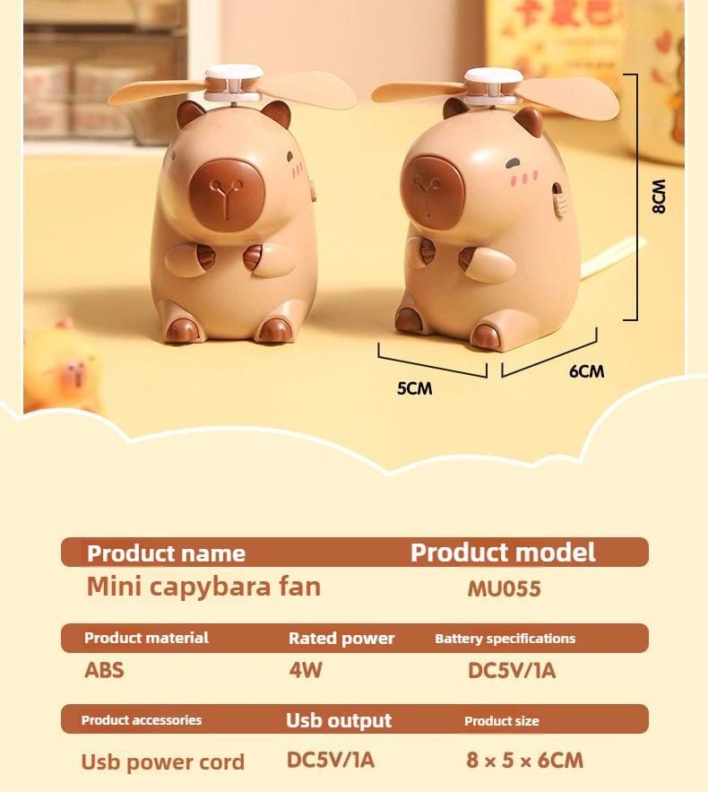 Ventilador De Bolsillo Portátil Personajes Kawaii Cosplay Capibara