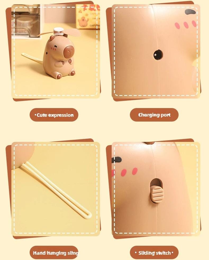 Ventilador De Bolsillo Portátil Personajes Kawaii Cosplay Capibara