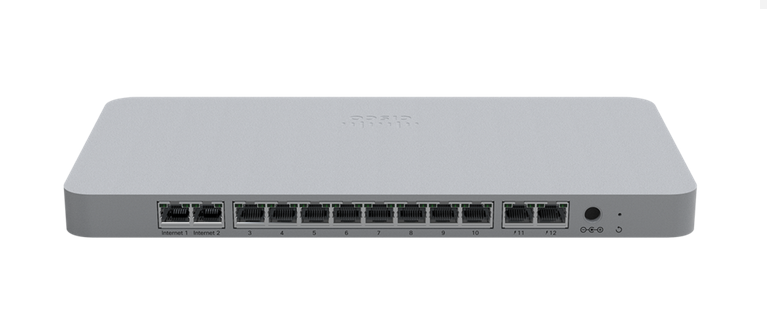 Router Cisco Meraki con Firewall MX68, Inalámbrico, 450 Mbit/s, 10x RJ-45, 1x USB 2.0. 