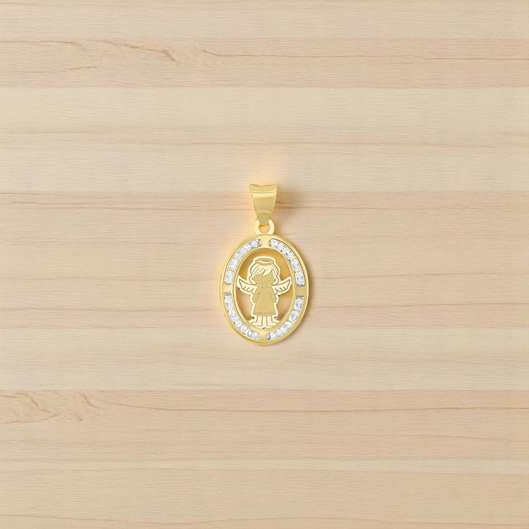 Medalla Niña Angel Elaborado En Oro De 10 K + Obsequio 