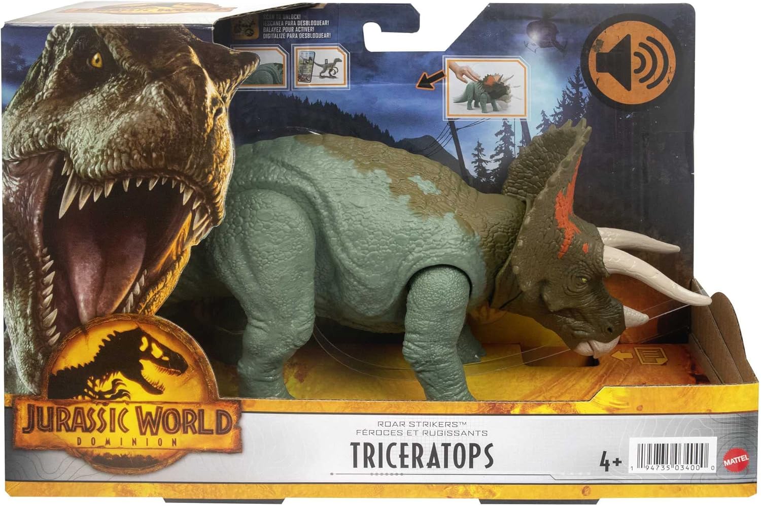 Jurassic World Dinosaurio Juguete Triceratop Ruge Y Ataca con sonido