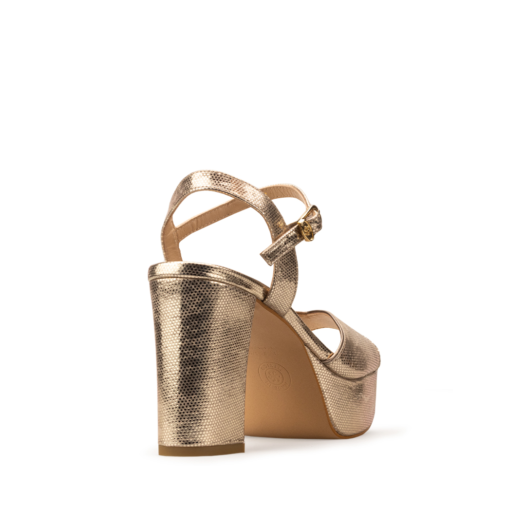 Zapatillas De Tacón Davenia De Piel Sandalia De Tacón Para Dama Mod. Daniela Oro