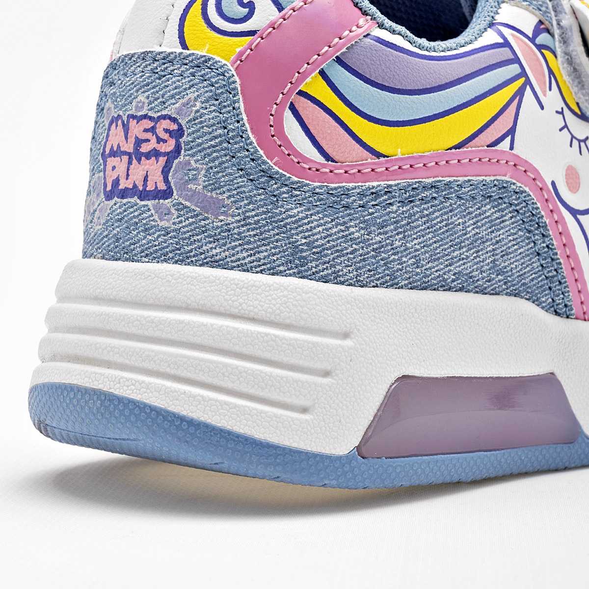 TENIS NIÑA MISS PINK JOY BLANCO MEZCLILLA 