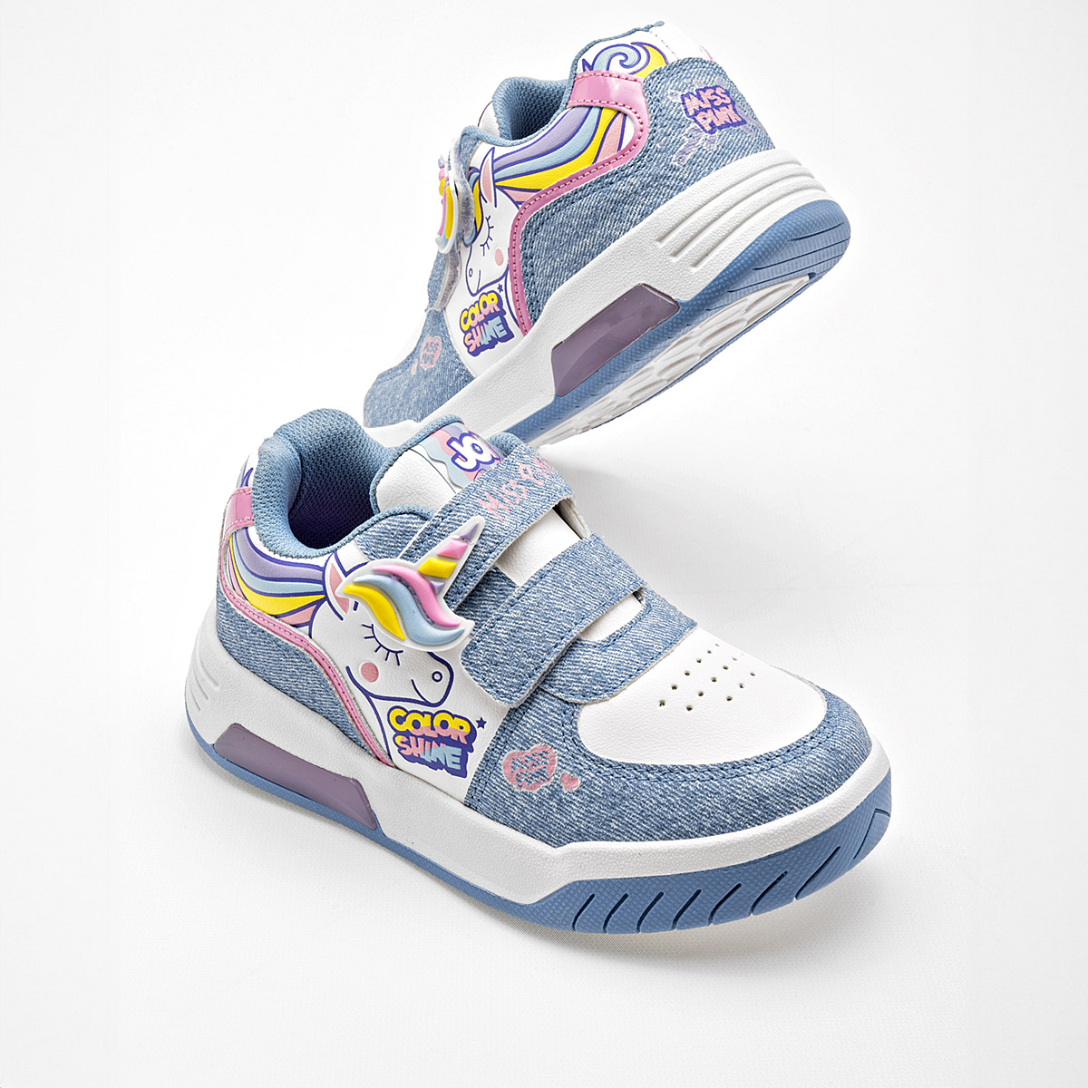 TENIS NIÑA MISS PINK JOY BLANCO MEZCLILLA 