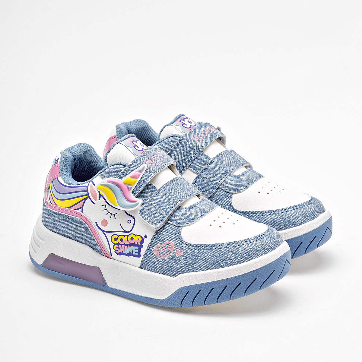 TENIS NIÑA MISS PINK JOY BLANCO MEZCLILLA 