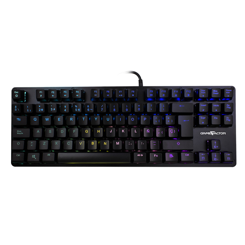 Teclado Mecánico TKL Game Factor RGB,USB Negro, Switch Blue KBG500-BL