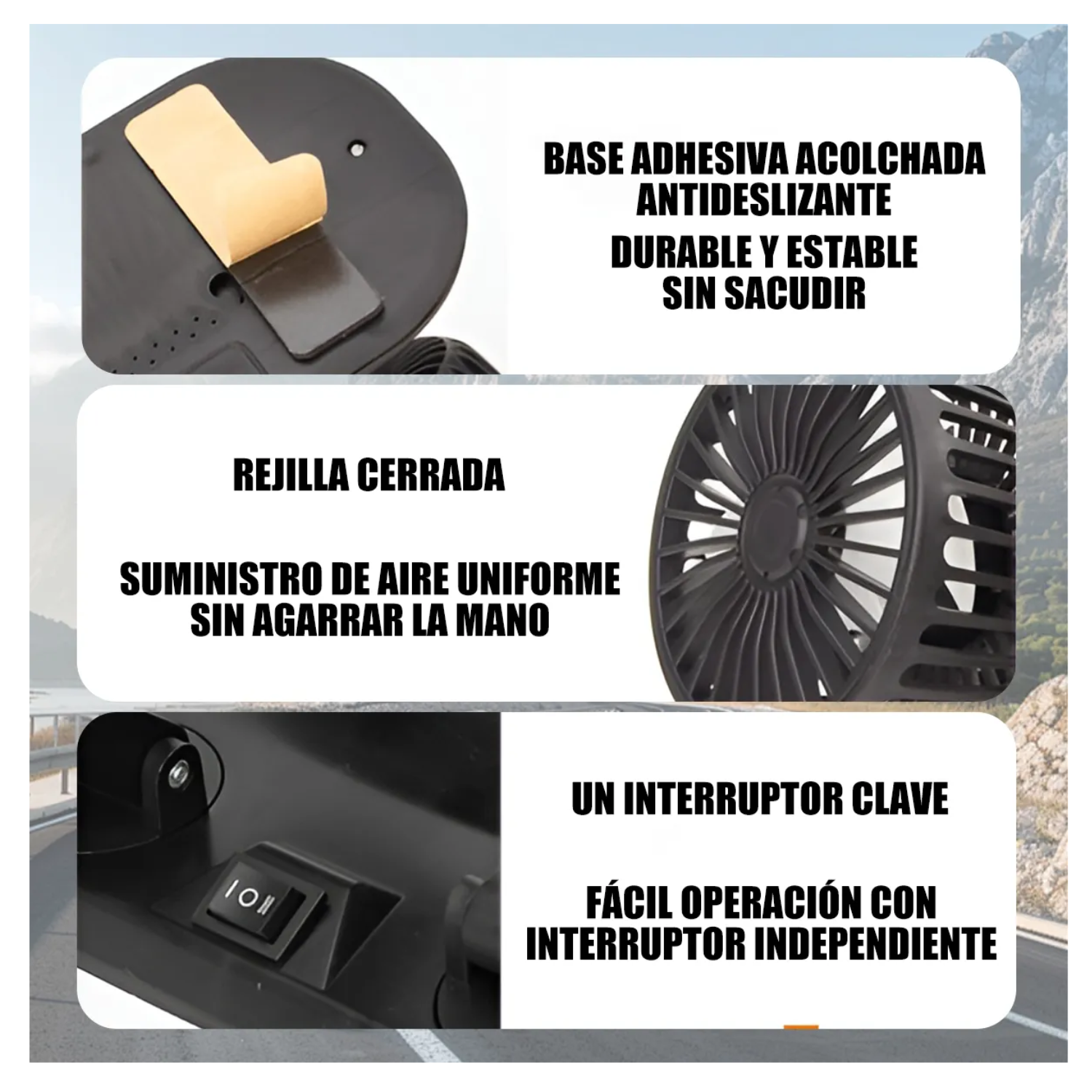 Auto Coche Ventilador De 3 Cabezas Para Automóvil Portátil