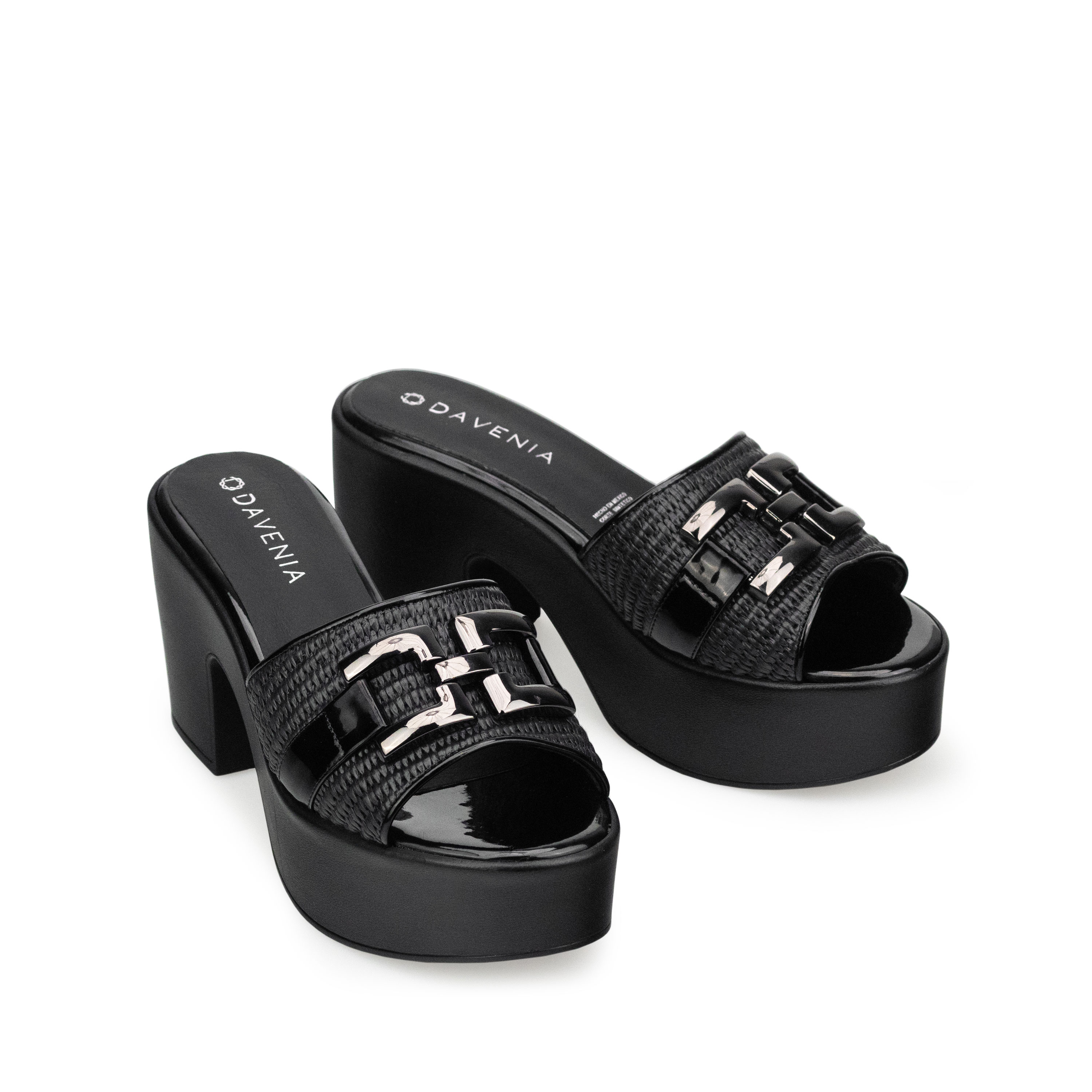 Zapatillas De Tacón Ancho Davenia De Plataforma Mod. Alisa