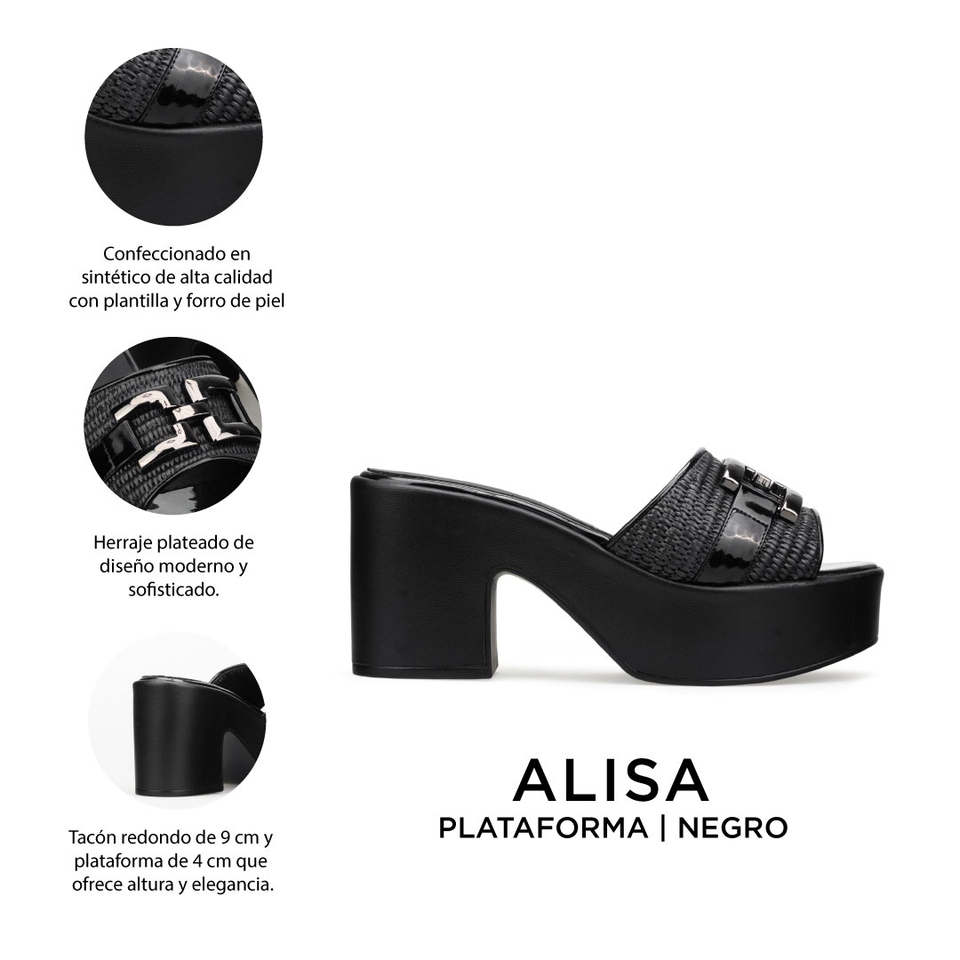 Zapatillas De Tacón Ancho Davenia De Plataforma Mod. Alisa