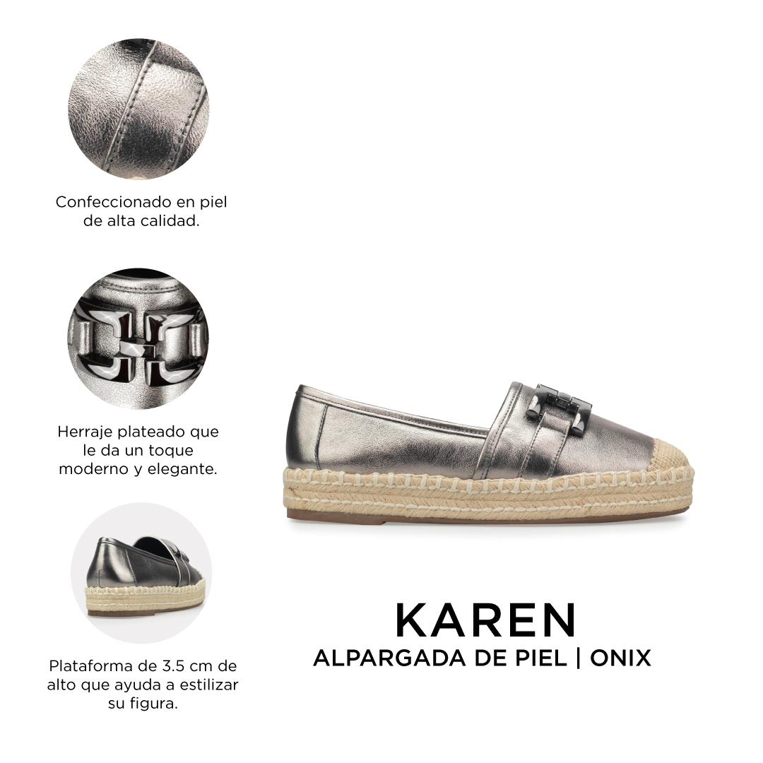 Alpargatas De Piel Davenia Elegantes De Dama Mod. Karen Acero