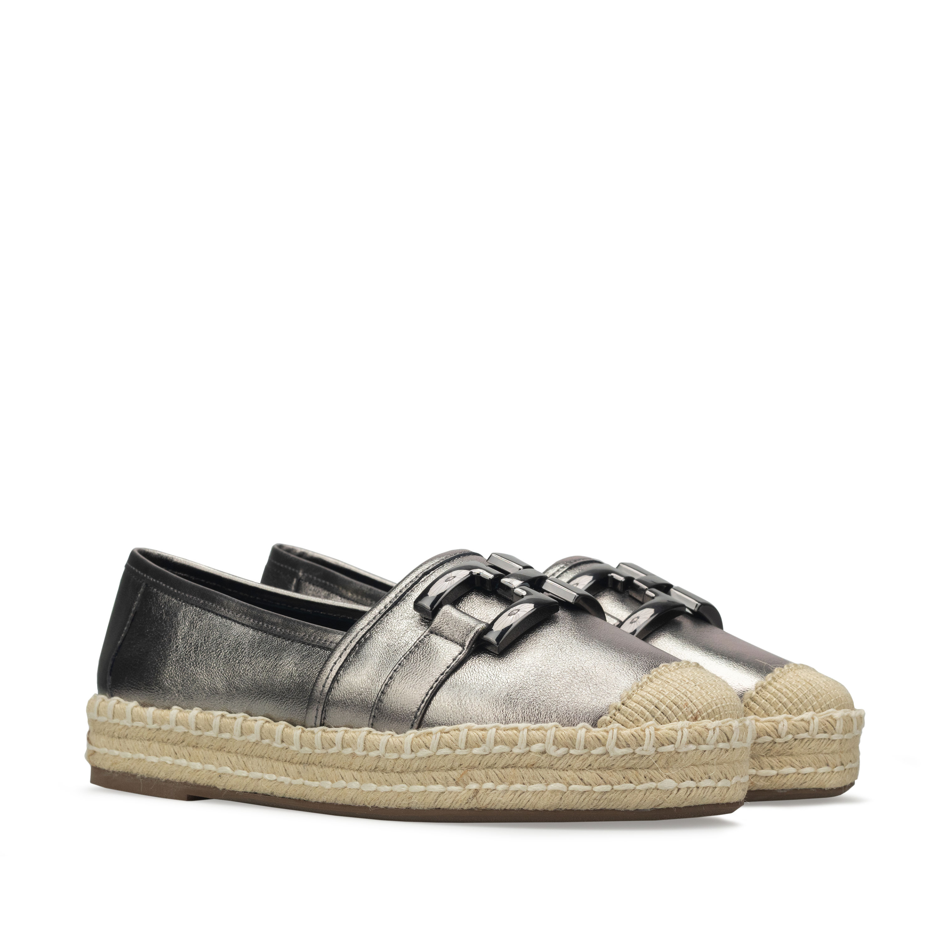 Alpargatas De Piel Davenia Elegantes De Dama Mod. Karen Acero