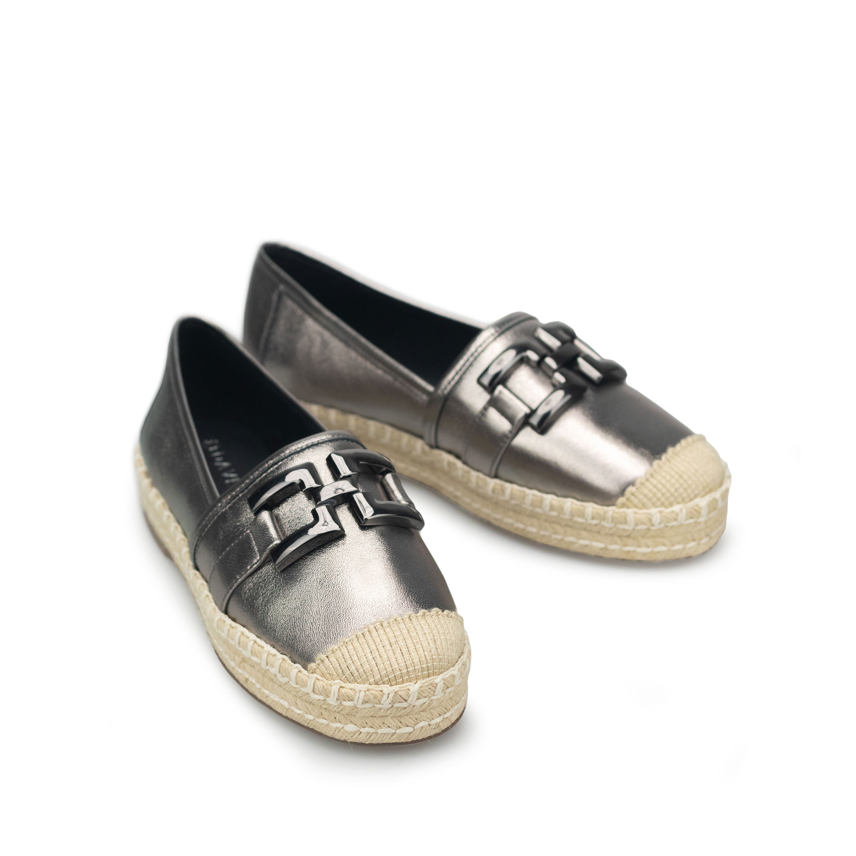 Alpargatas De Piel Davenia Elegantes De Dama Mod. Karen Acero