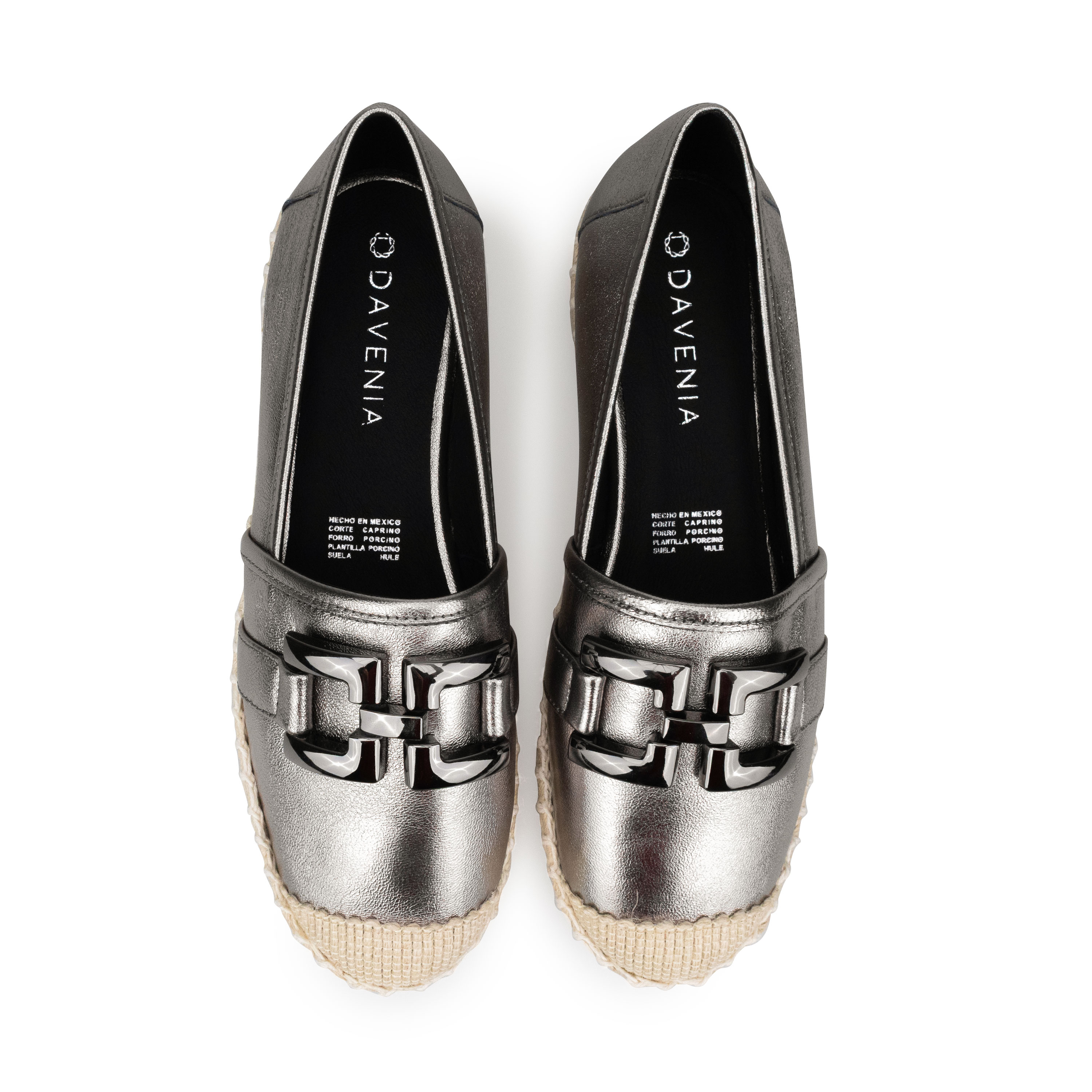 Alpargatas De Piel Davenia Elegantes De Dama Mod. Karen Acero