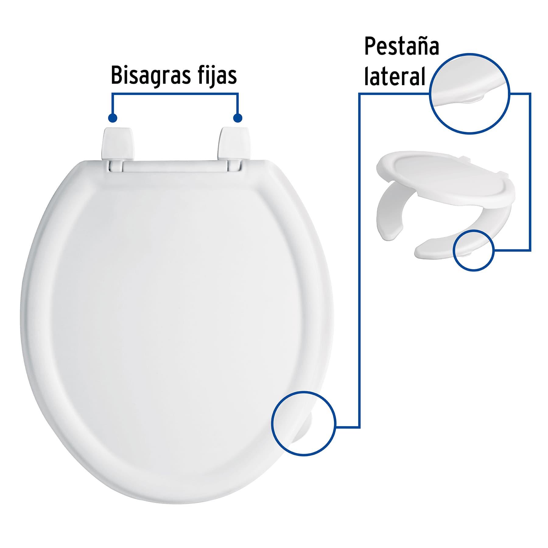 Asiento Económico Para Wc, Tapa de baño blanco de 40 cm 