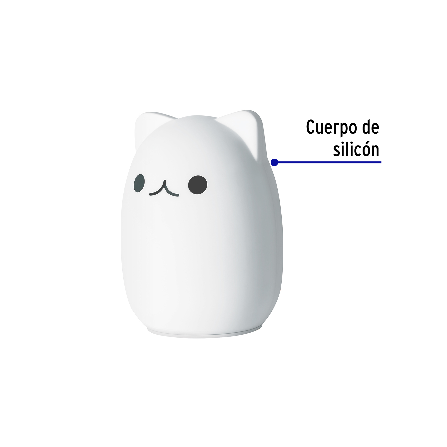 Luz de noche de LED lampara  gato multicolor 7 colores  Volteck Juguete Kids