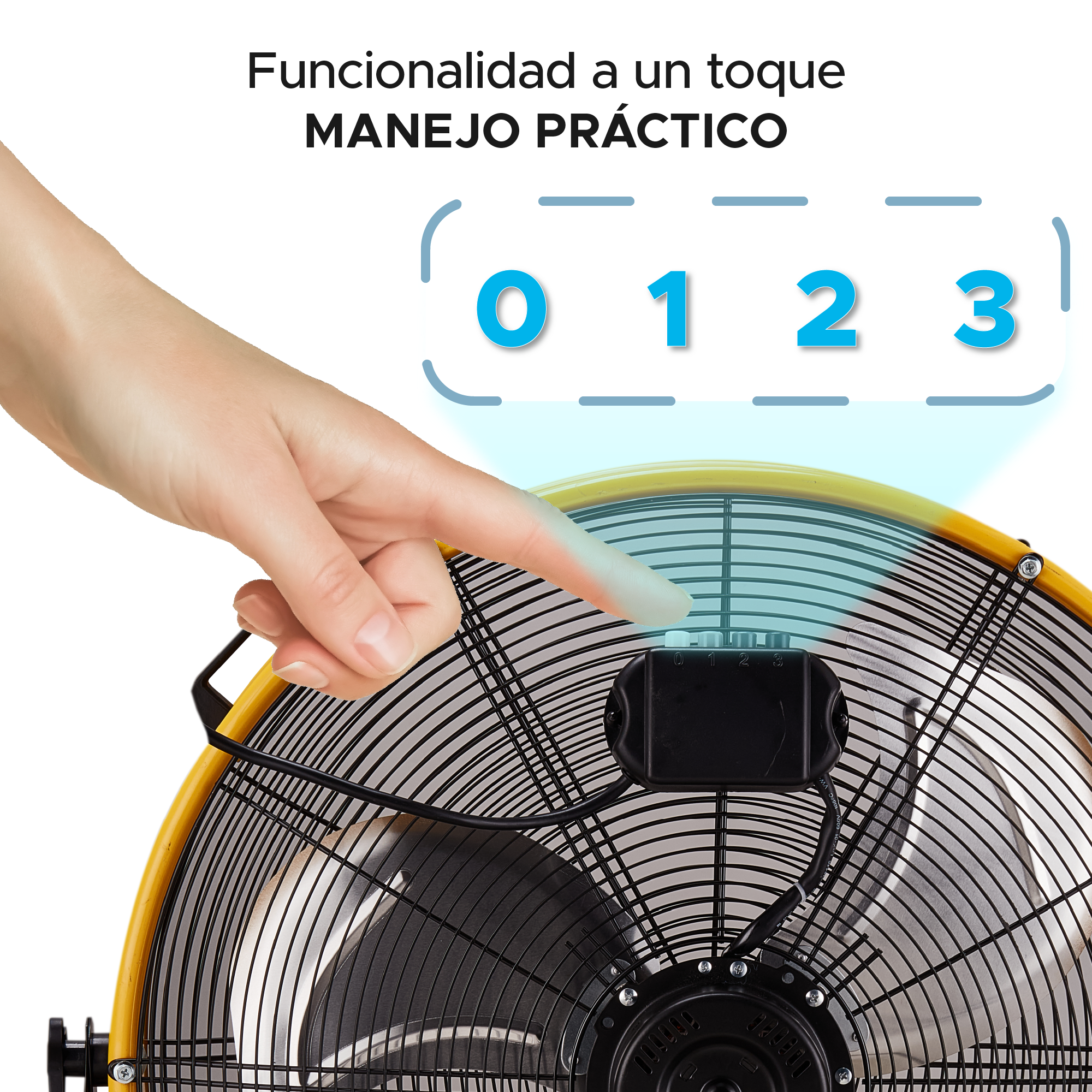 Ventilador Industrial De Tambor Sky Care 24'' Color Amarillo 3 Aspas De Metal