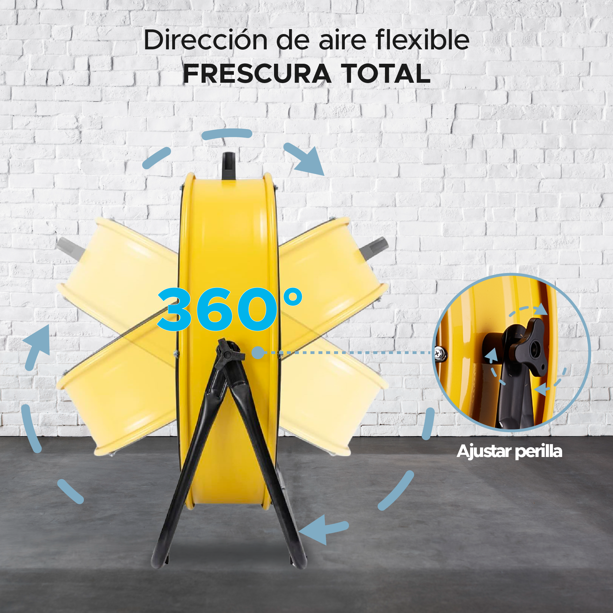 Ventilador Industrial De Tambor Sky Care 24'' Color Amarillo 3 Aspas De Metal