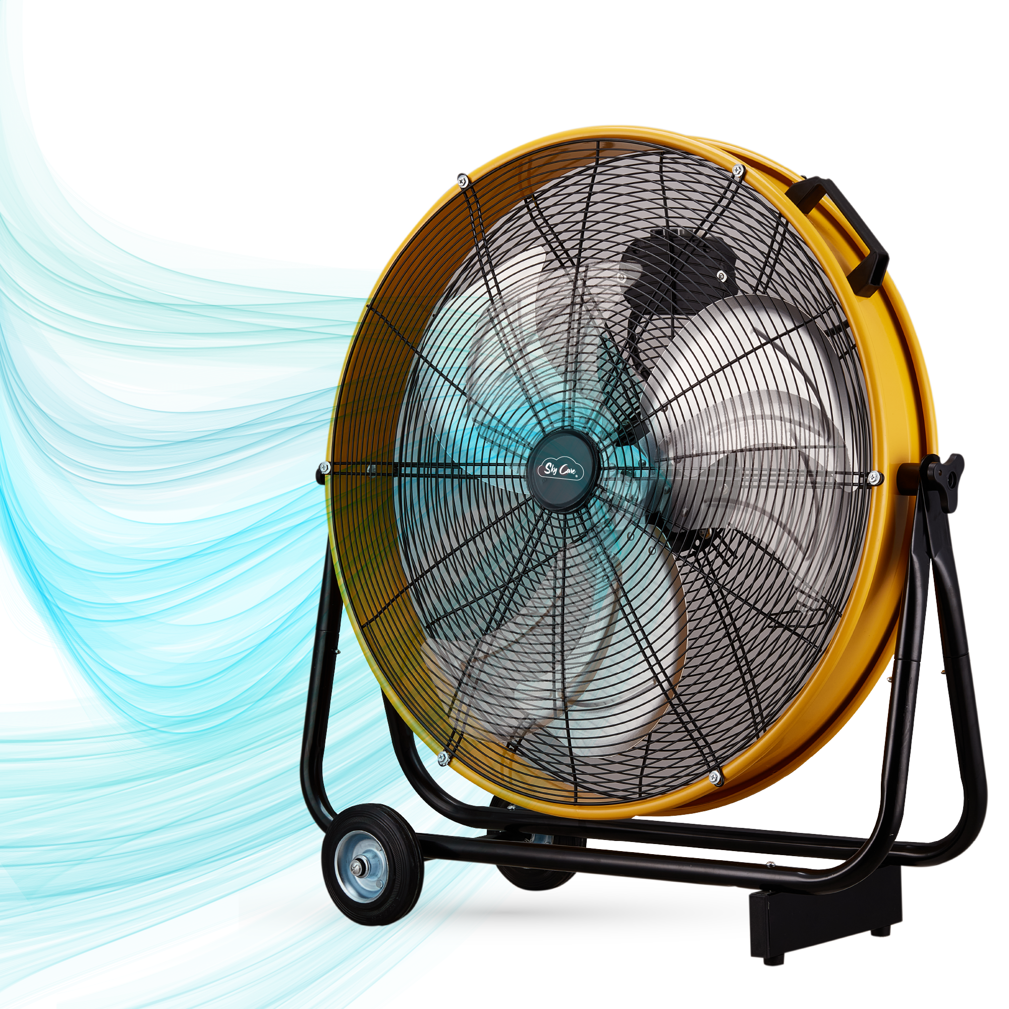 Ventilador Industrial De Tambor Sky Care 24'' Color Amarillo 3 Aspas De Metal