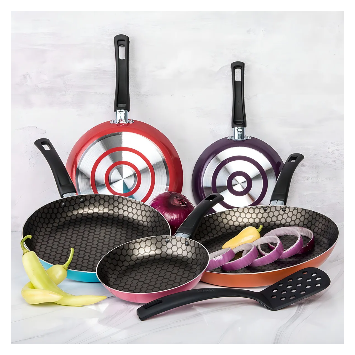 Juego 5 Sartenes Fashion Cook Cinsa Con Antiadherente Thermocell Multicolor
