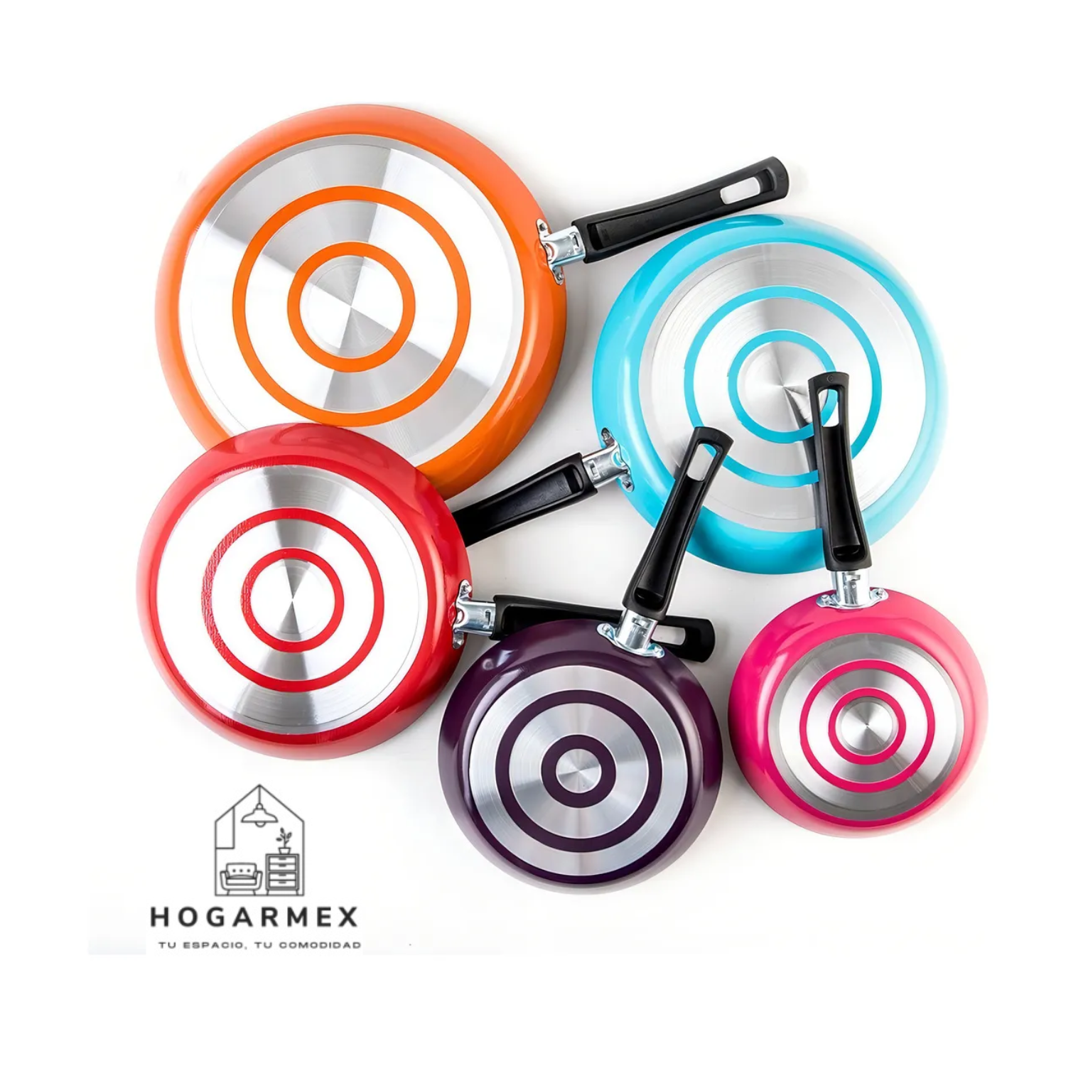 Juego 5 Sartenes Fashion Cook Cinsa Con Antiadherente Thermocell Multicolor
