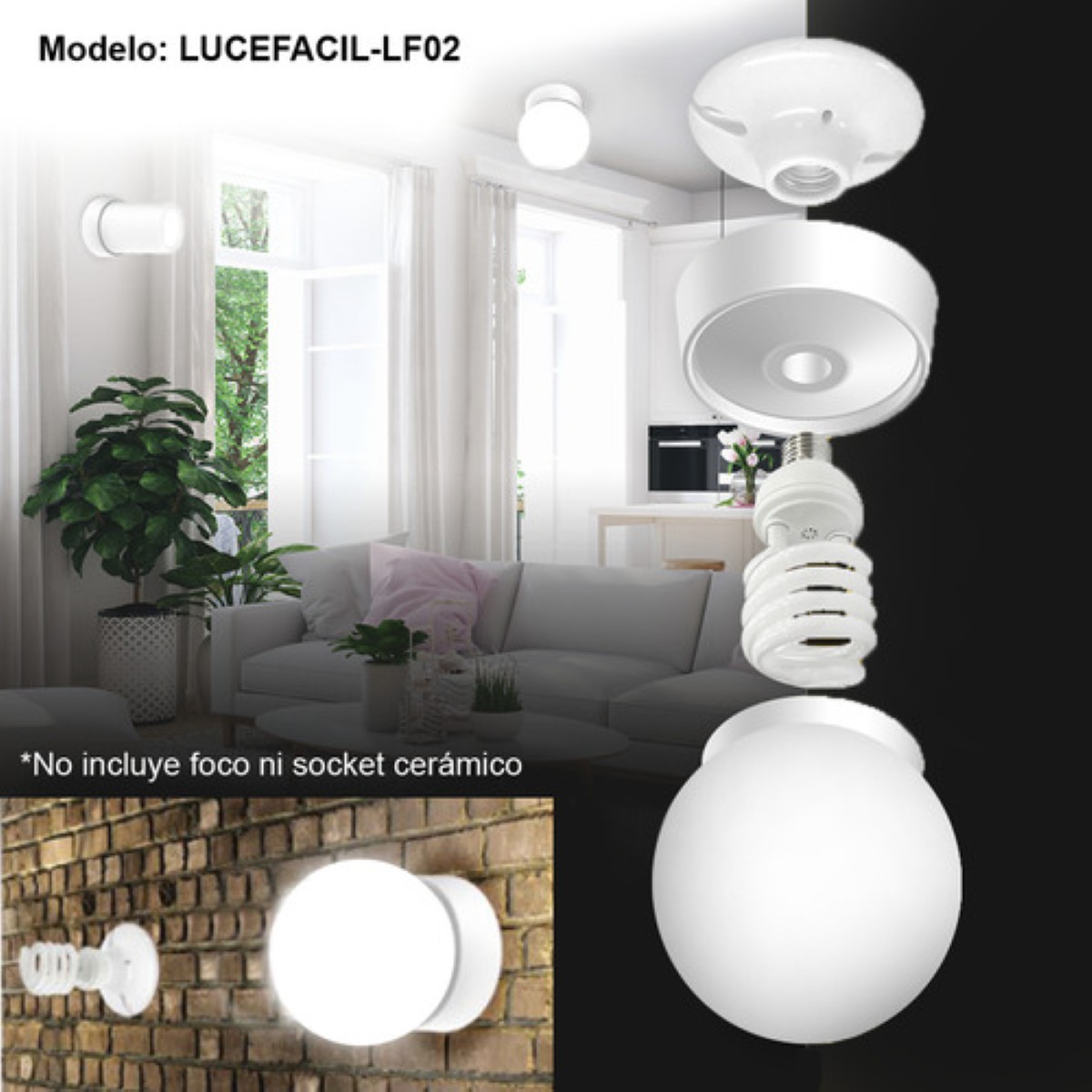 Lámpara Plástica Esférica tipo Pantalla Decorativa de 15cm de Diámetro cubre socket y cubre foco en Techo y pared