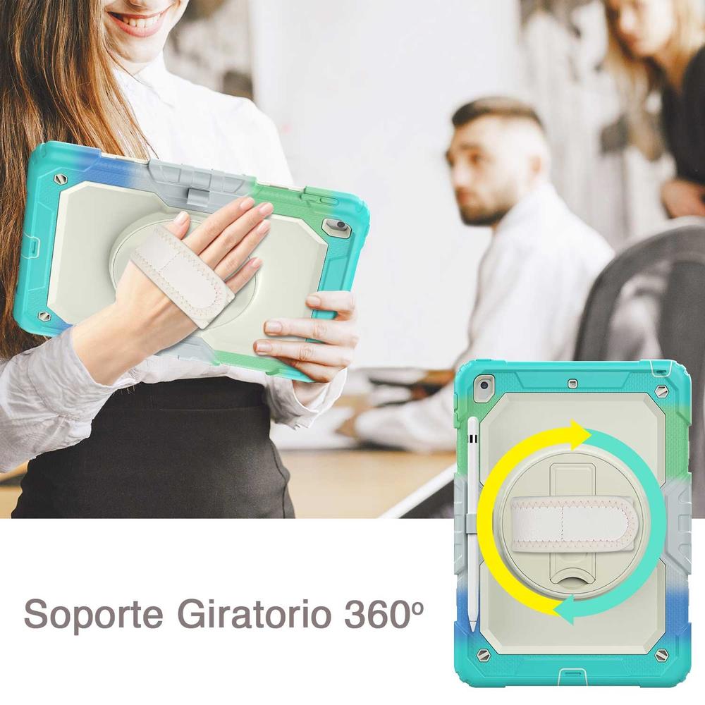 Funda TEKKU StrapB uso rudo para iPad 9 iPad 8 iPad 7 10.2" MultiAzul A2602 A2605 A2270 A2428 A2430 