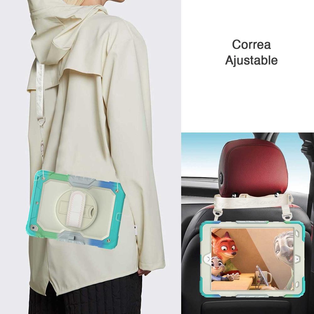 Funda TEKKU StrapB uso rudo para iPad 9 iPad 8 iPad 7 10.2" MultiAzul A2602 A2605 A2270 A2428 A2430 