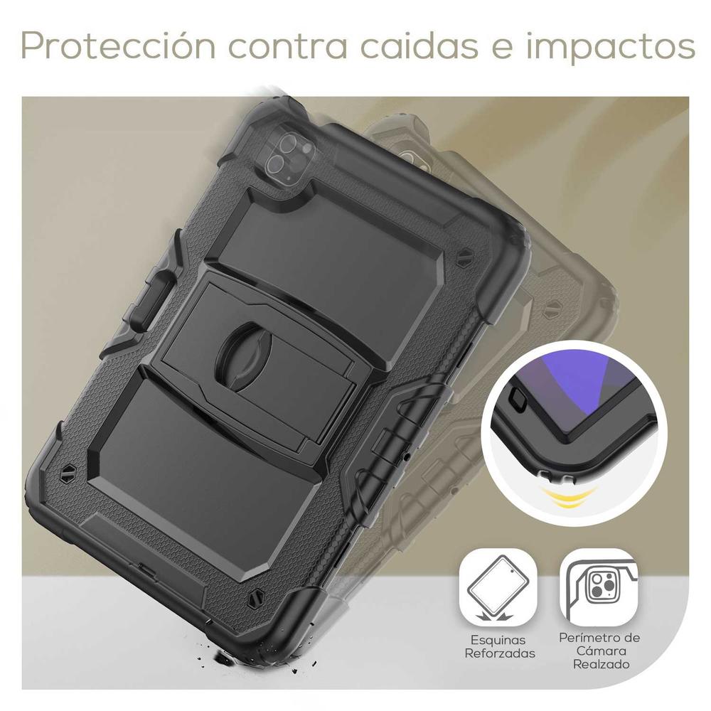Funda TEKKU StandC uso rudo para iPad Pro 12.9 Negra A2436 A2437 A2764 A2766 A2378 A2461 A2379
