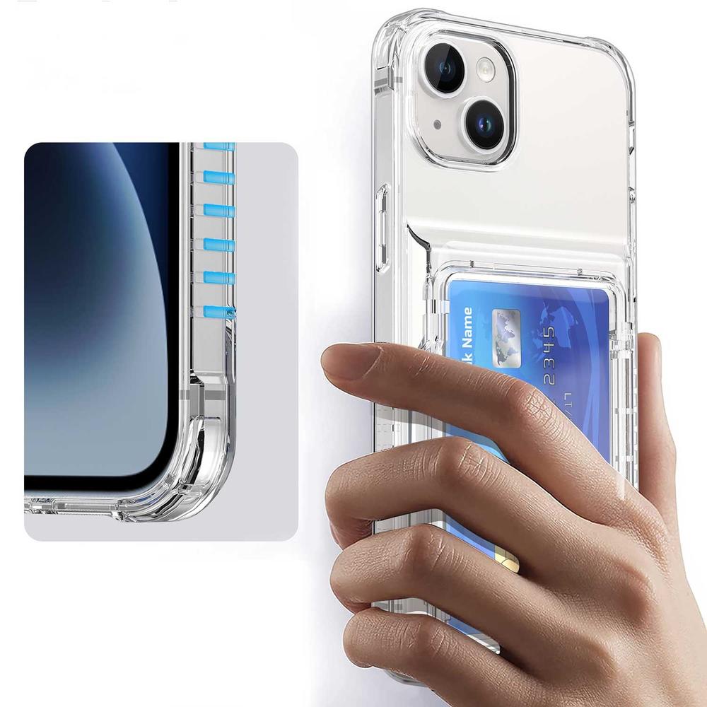 Kueqeay Funda Para IPhone 15 Pro De 6.1", Transparente Con Dibujos Florales Aesthetic, Tarjetero Trasero, Cordón Colgante Ajustable, Silicona TPU Antigolpes Y Anti-amarilleo