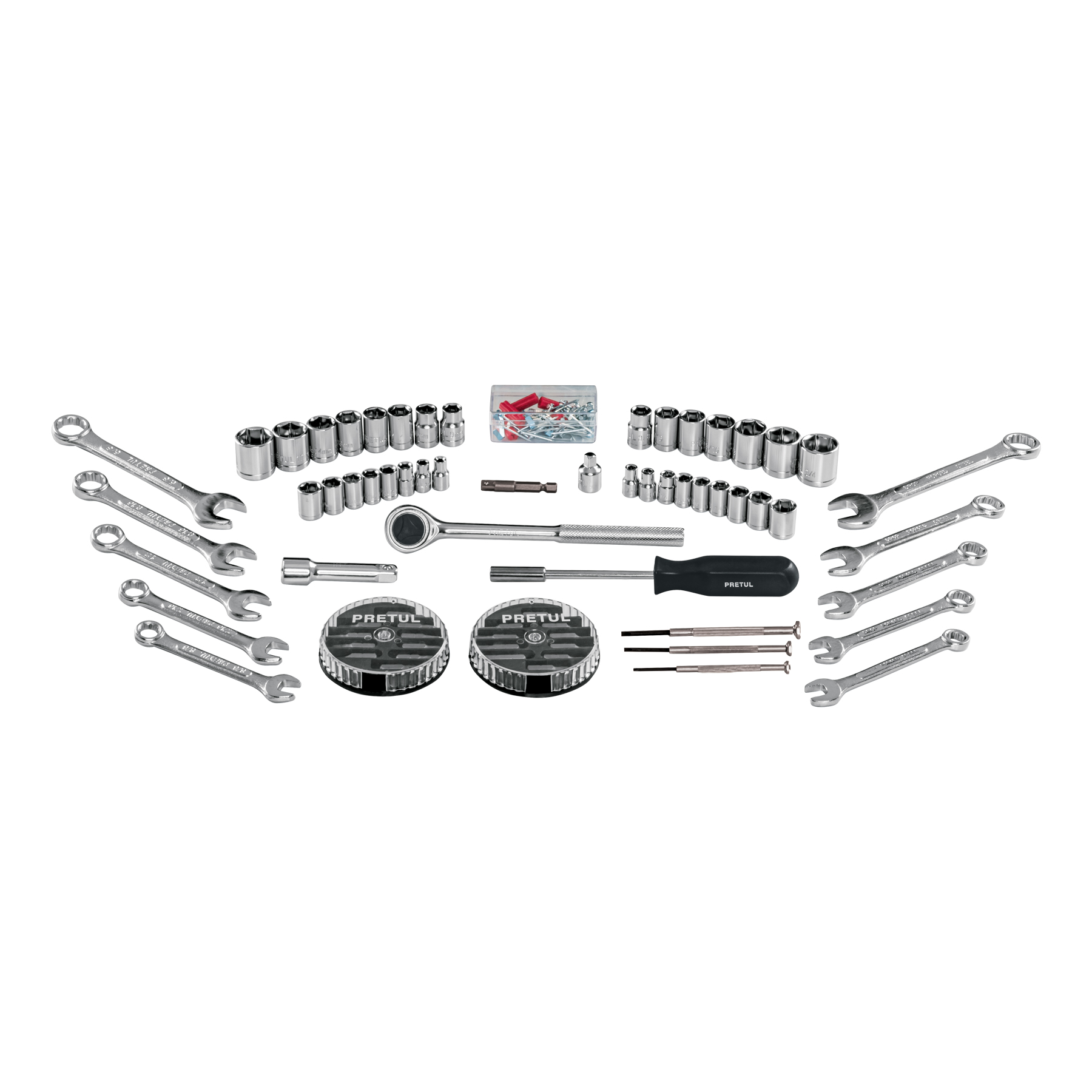 Juego de Herramientas de 71 Pzas Pretul Autocle Mecanico Mecanica Hogar Set de Dados Puntas Llaves Combinadas Matraca