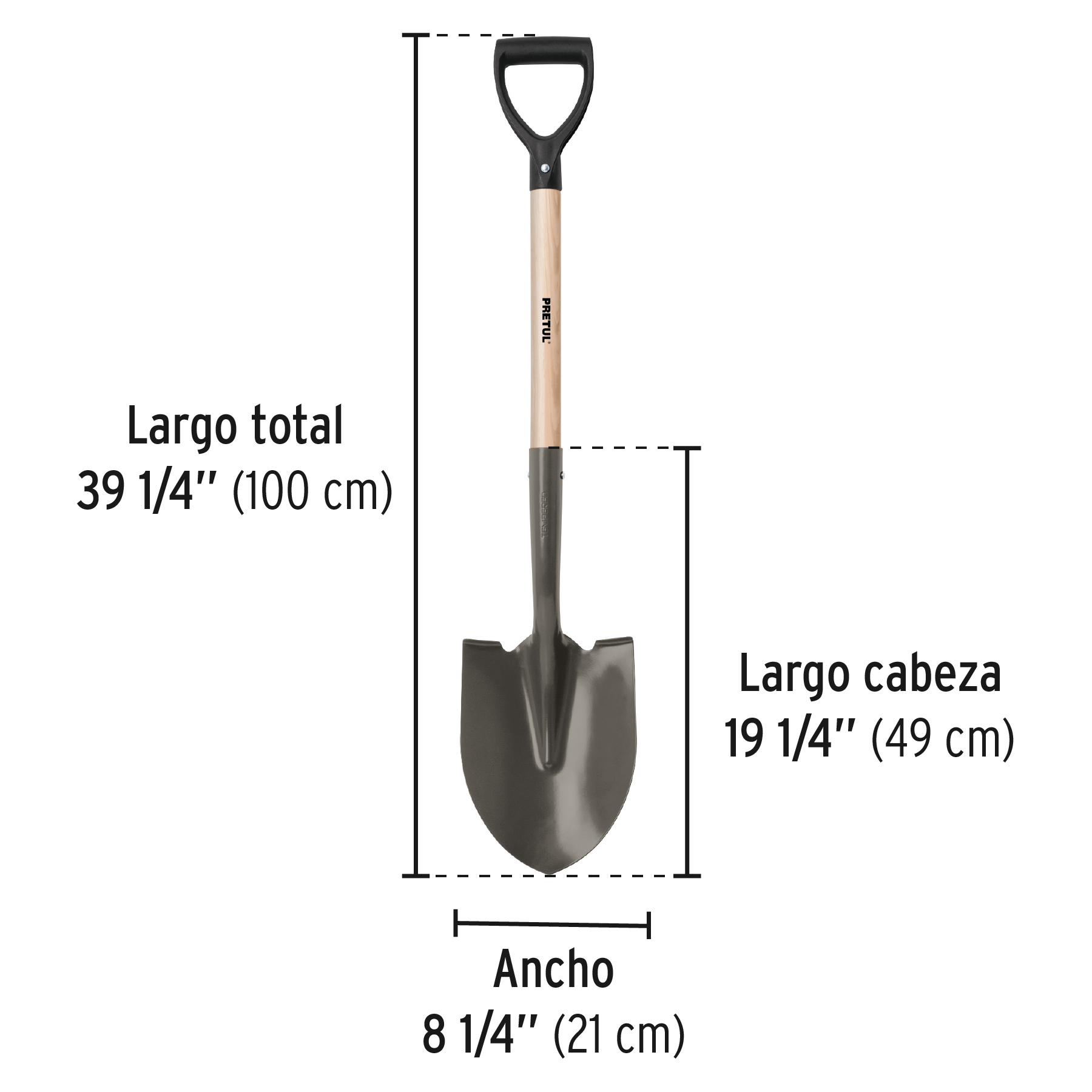 PALA REDONDA, PUÑO "Y", PRETUL JARDINERIA ALBAÑILERIA CONSTRUCCION DE 100 CM PRETUL