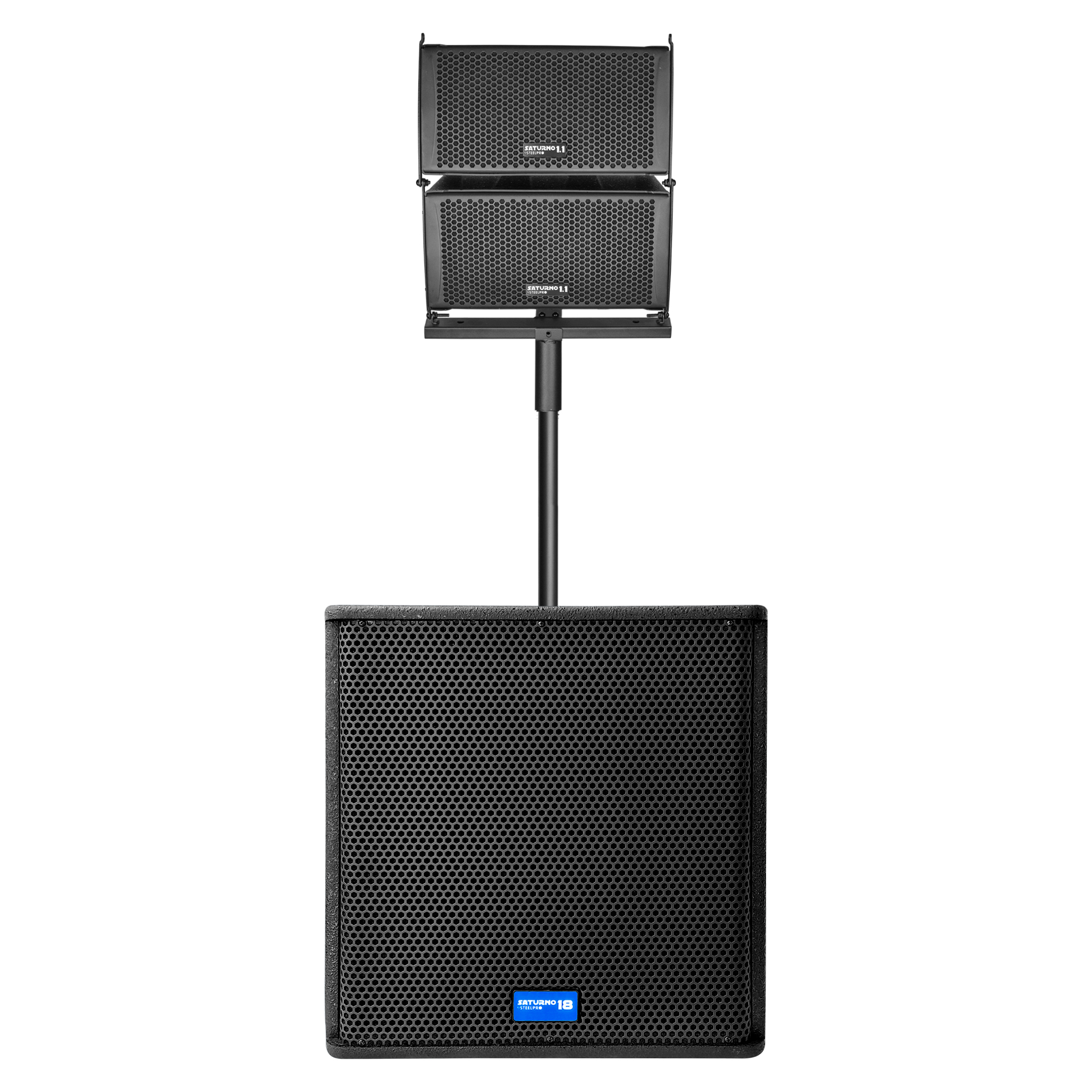 Sistema Profesional De Audio Lineal 1300w Saturno18 Steelpro Color Negro.