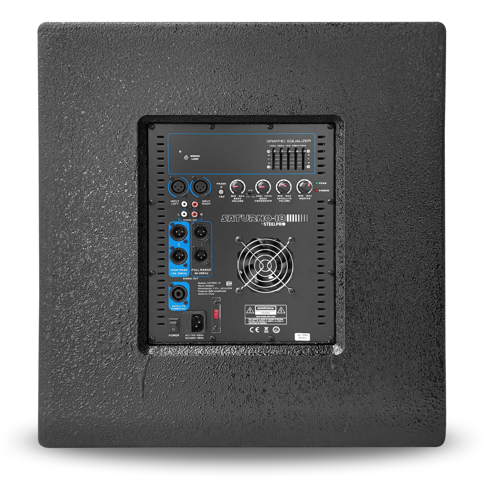 Sistema Profesional De Audio Lineal 1300w Saturno18 Steelpro Color Negro.