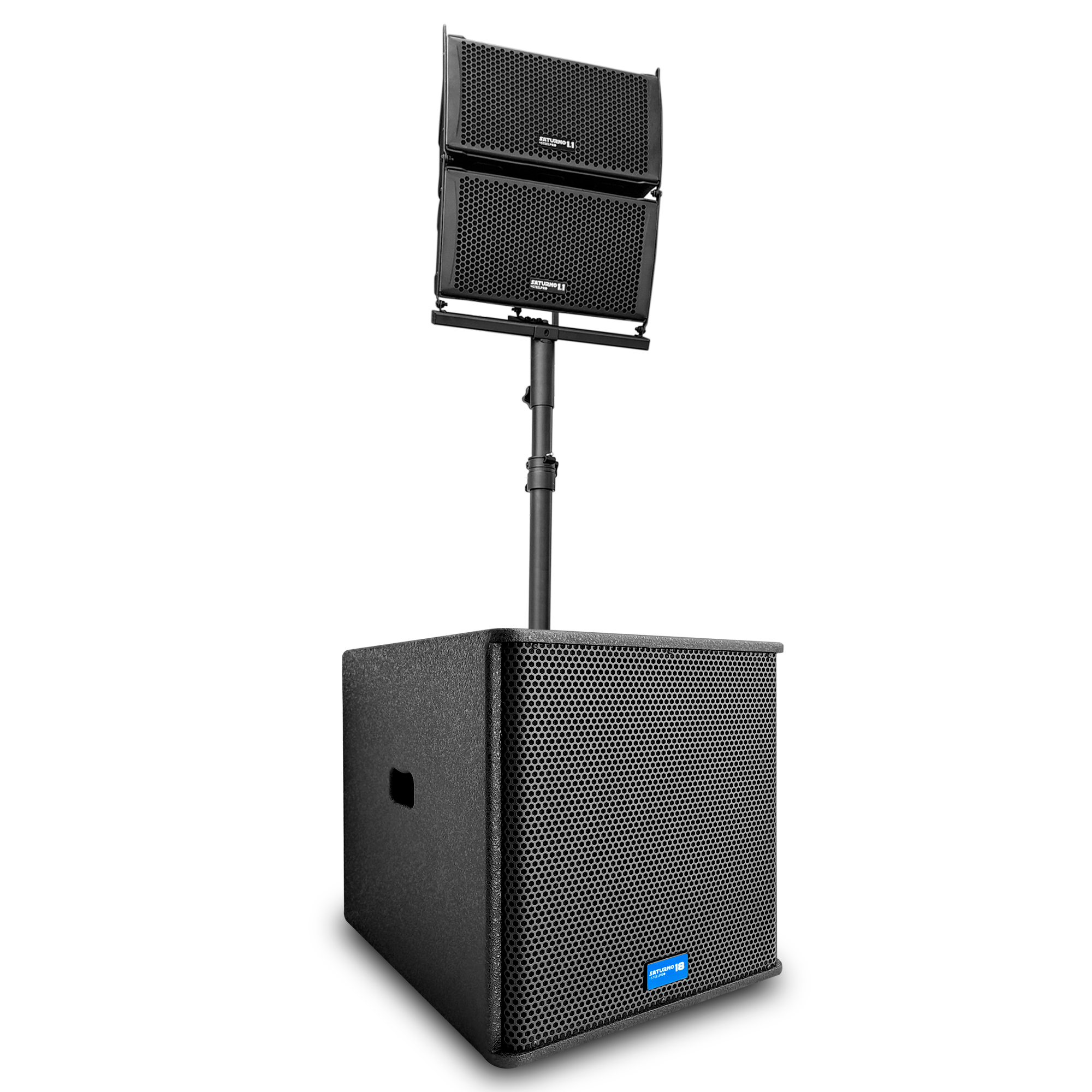 Sistema Profesional De Audio Lineal 1300w Saturno18 Steelpro Color Negro.