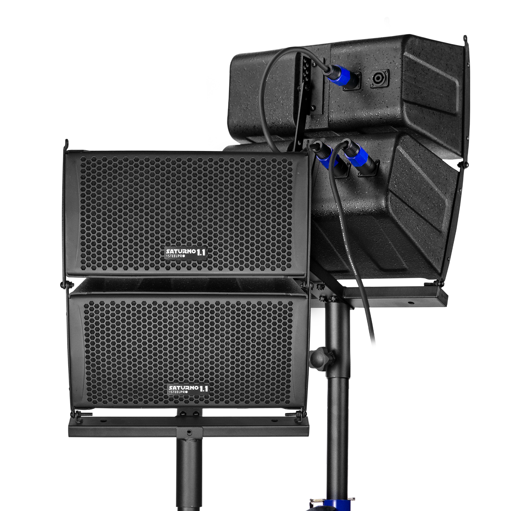 Sistema Profesional De Audio Lineal 1300w Saturno18 Steelpro Color Negro.