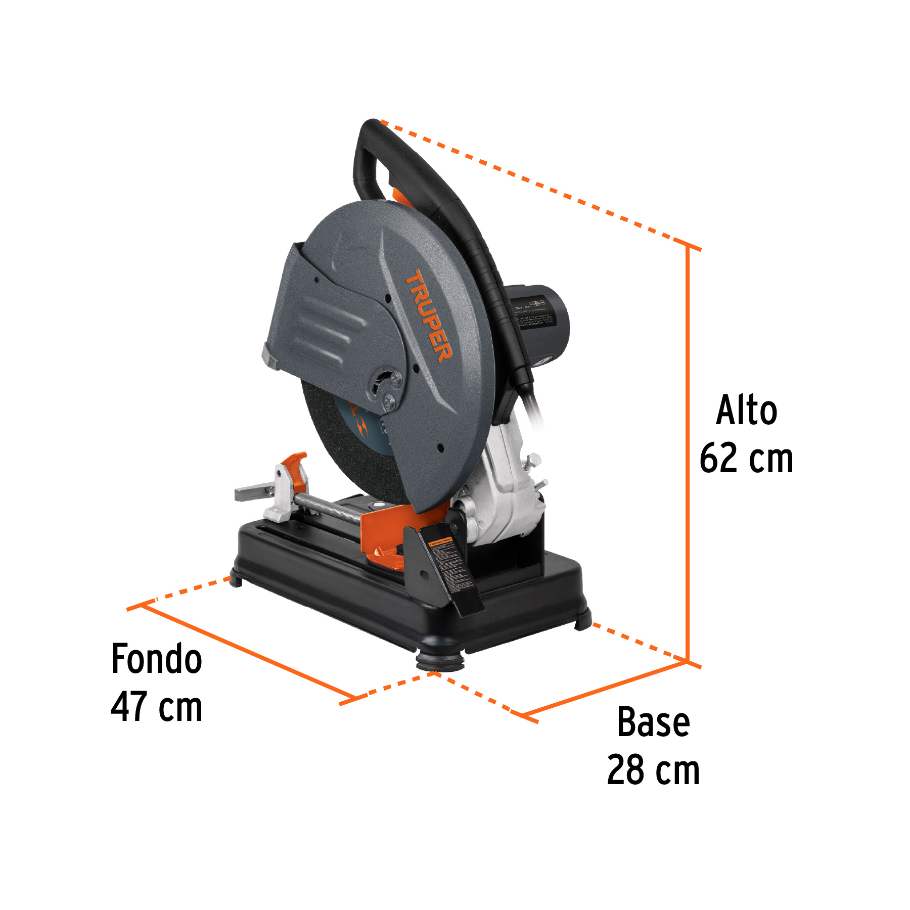 Tronzadora Cortadora de Metales Sierra Para Cortar Metal de 14" Truper CM-14N2 de 3HP/2200W Mango Recto Calidad Premium Industrial