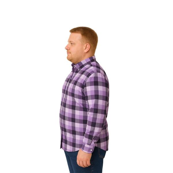 Camisa Big Kong Blanca Cuadros Azul Rojo Hombre Grande Talla 4XL